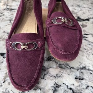 Coach Fortunata Womens Suede Drivers Moc Loafers Burgundy